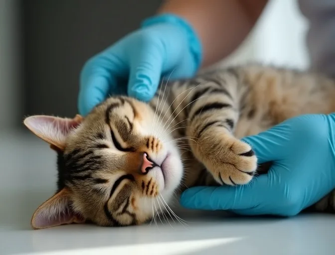 Specialist carefully handling a deceased cat with dignity in Eynesbury